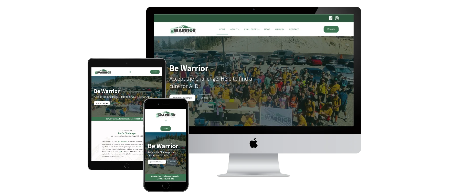 Be Warrior Challenge Website Mockup